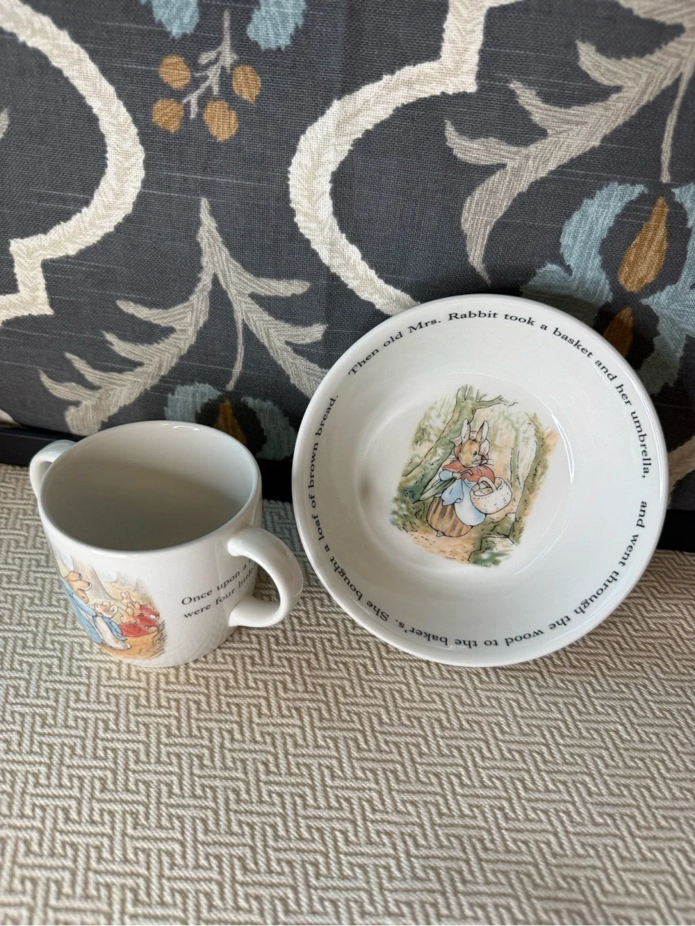 Wedgwood Peter Rabbit Tea Cup and Bowl Set in Blue and Yellow